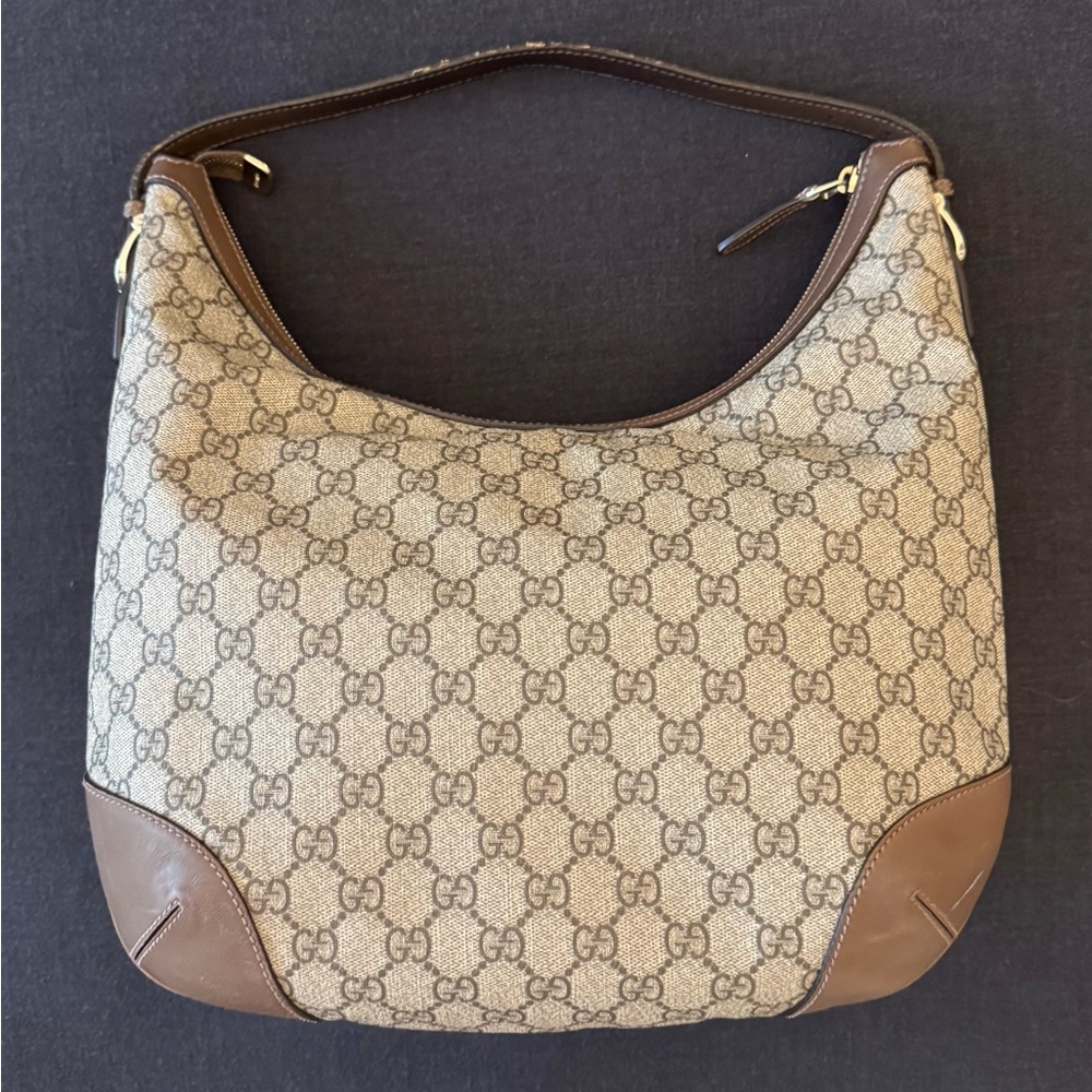 Authentic Gucci ‘Nice’ Hobo GG Coated Canvas Shoulder Bag Medium